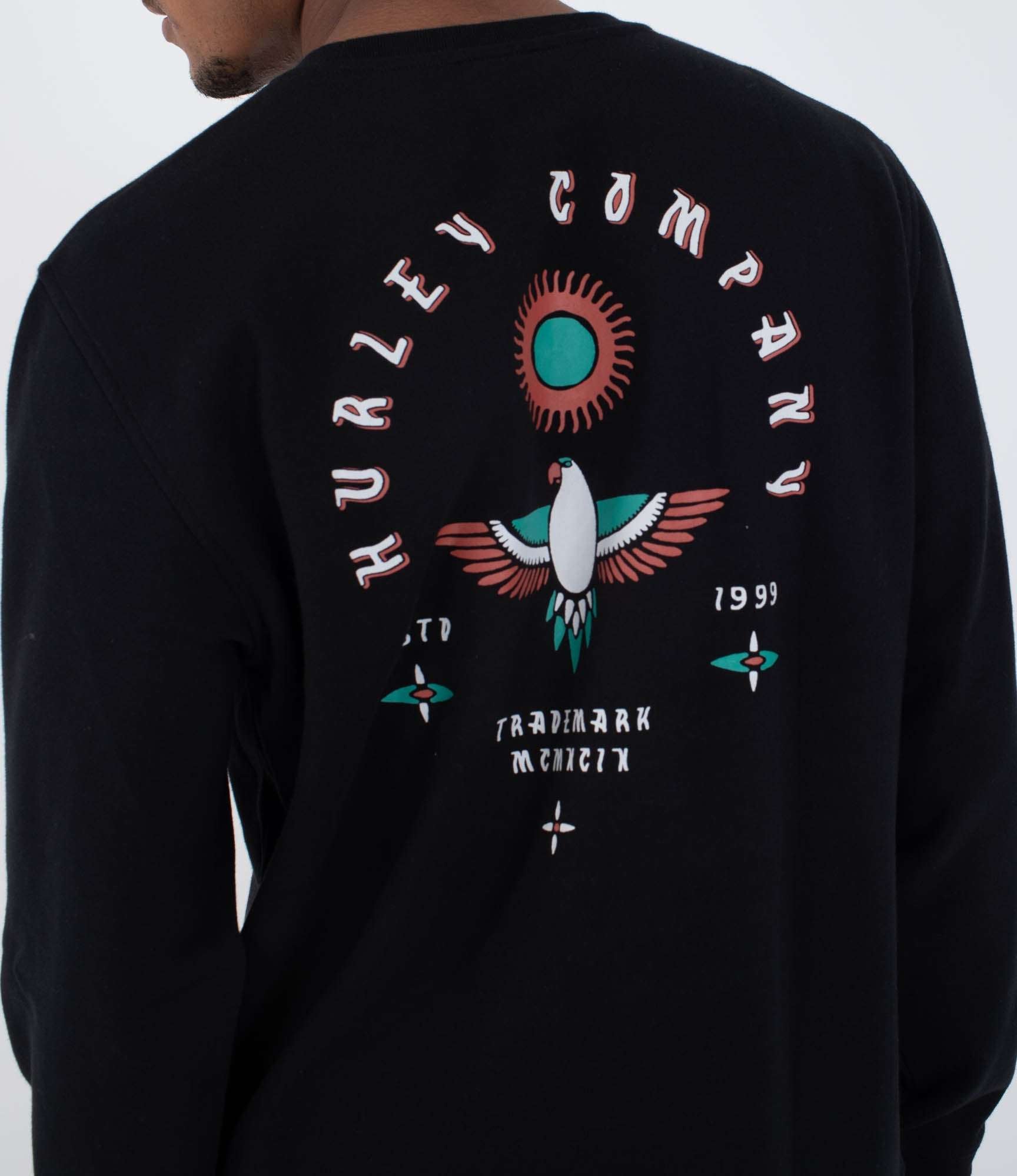 Hurley Eagle High Crew Sweatshirt-Black Newprint | Hurley | Sweatshirt - Northshore Newquay - Surf/Skate