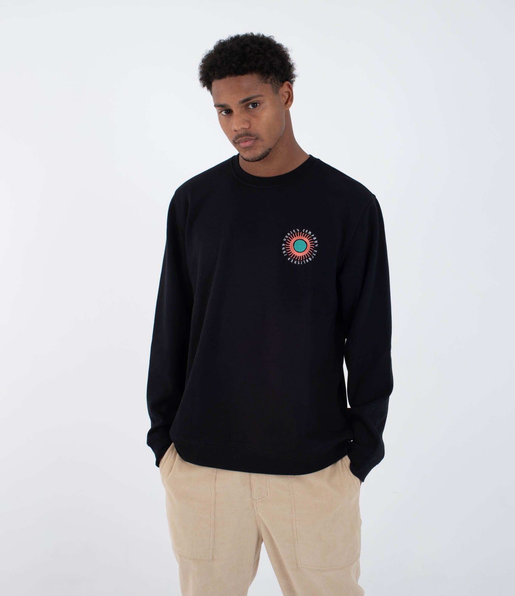 Hurley Eagle High Crew Sweatshirt-Black Newprint | Hurley | Sweatshirt - Northshore Newquay - Surf/Skate