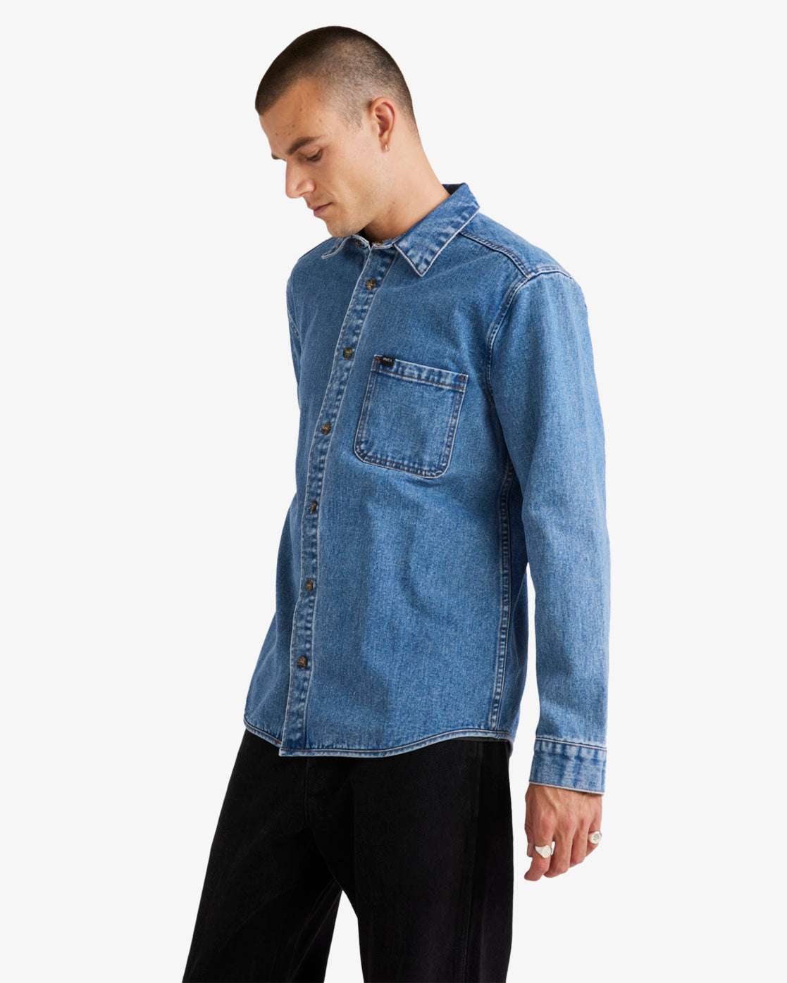 RVCA Classics Long Sleeves Shirt-Vintage Blue | RVCA | Shirt