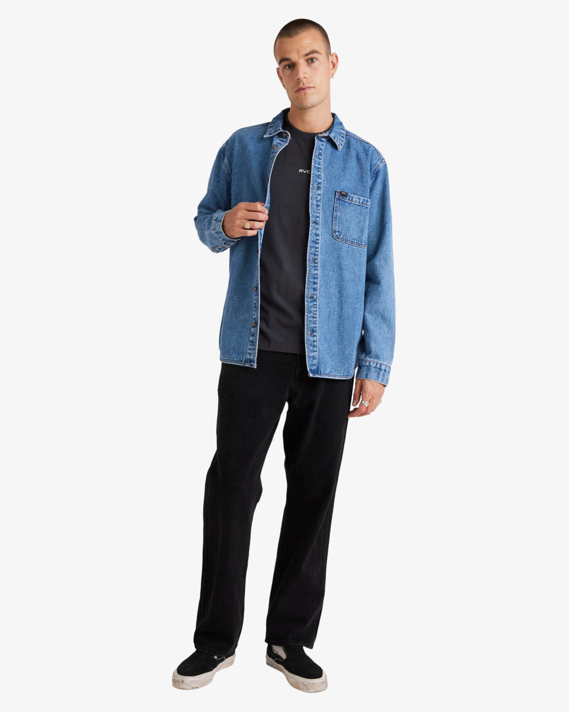 RVCA Classics Long Sleeves Shirt-Vintage Blue | RVCA | Shirt - Northshore Newquay - Surf/Skate Shop